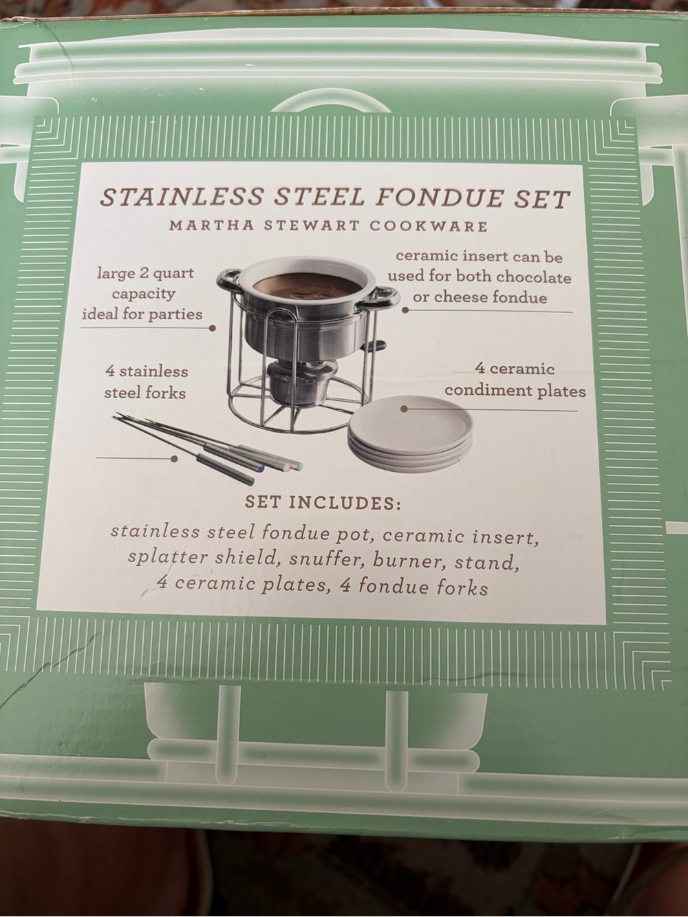 Martha Stewart Stainless Steel Fondue Set - Cream